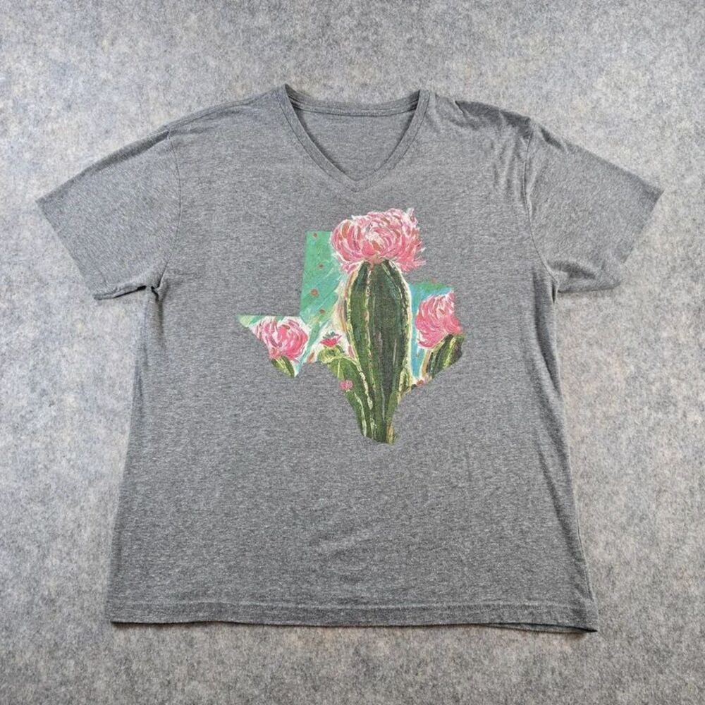 Texas State Colorful Cactus Graphic T-shirt Sz L Heather Grey Bless Your Heart